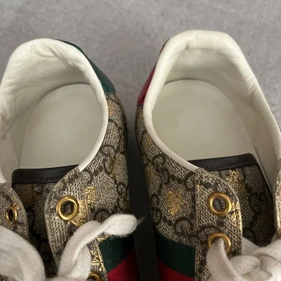 [ITL35.5/US5.5]Gucci Beige Monogram Sneakers with Red Green Accents Authentic - Picture 8 of 10